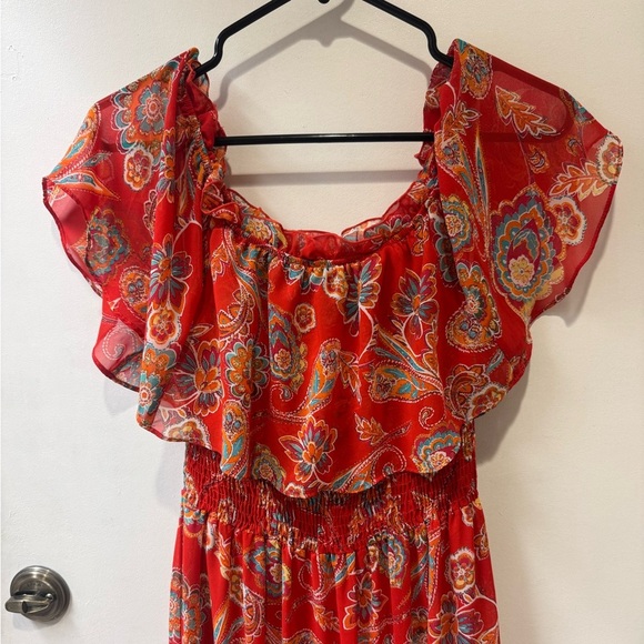 Rabbit rabbit rabbit Red Paisley Maxi Dress size small - Picture 2 of 5